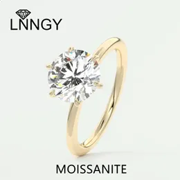 Wedding Rings Lnngy S925 Sterling Silver Solitaire Ring for Women Exquisite Flush Stacking Round Wedding Bands Jewelry Accessories231118