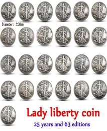 63 peças conjunto completo americano de lady liberty cor antiga cópia de moedas arte colecionável 4152575