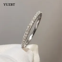 Anéis de casamento Yuzbt 9k 10k ouro branco corte brilhante 0.3 quilates testador de diamante passado d cor anel de noivado estilo coreano jóias231118