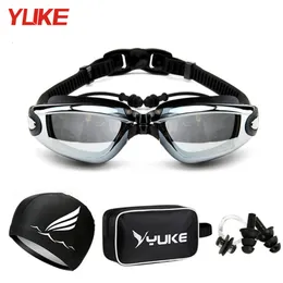 Goggles Yuke Professional Swimming Goggles Anti-dimma UV Justerbara män Kvinnor Vattentät silikon Simglasögon Egin 230419