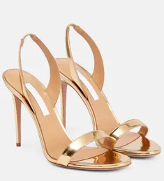 2023S Woman sandal luxury high heels AQuazzur Bubbles 105mm Leather sandals slingback sandaies wedding party dress pumps open toe sling back sexy designer with box