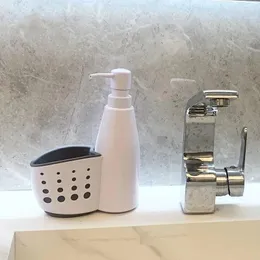 Liquid Soap Dispenser Multi-function 2-in-1 Kitchen Sponge Holder 400ml Detergent Container Box Hand Sanitizer