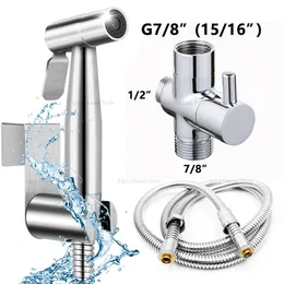 Badezimmer-Duschköpfe Handtoiletten-Bidet-Wasserhahn-Sprühgerät Edelstahl-Handsprühset Selbstreinigender Kopf ohne Schlag 230419