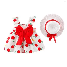 女の子のドレス2pcs/set baby Summer Fashion Toddler Children Clothing Beach Smooth Dress Kids Costume Hat 0〜3 y