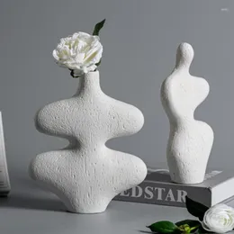 Vases Nordic Ceramic White Office Accessories Body Hydroponic Ikebana Minimalist Vaso Ceramica Luxury Home Decor YY50HP