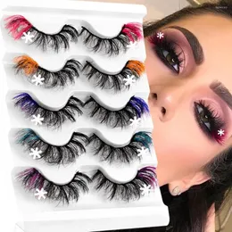 Ложные ресники 5pairs Рождественский снежинок украшение 8d Curl Natural Custer Closful Mink Hair Lash Ensement Ensension