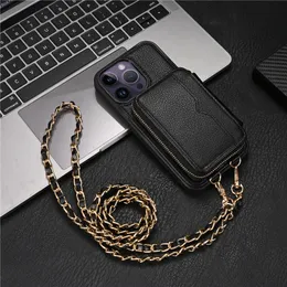 Naszyjnik Lichee Drukuj Zipper Case Telefon dla iPhone'a 15 14 13 12 Pro Max Samsung Galaxy S23 Ultra S22 Google Pixel 8 8pro 7 7pro 6 6pro 6a 7a Solid Skórz