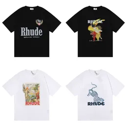 Tasarımcı Moda Giyim Tees Hip hop Tişörtleri 2022 Yaz Yeni Rhude High Street Oversize Loose Casual erkek kadın Çift T-shirt Streetwear Spor Giyim Rock Tops
