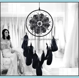 Sanat ve El Sanatları Sanat Hediyeleri Ev Bahçesi Siyah Dreamcatcher El Yapımı Rüzgar Zilleri Oda Diy Asma Kolye Tüy Bead Rüya Catch7623993