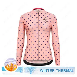 Conjuntos de camisa de ciclismo conjunto de bicicleta de estrada feminino inverno velo mangas compridas uniforme dres 231118