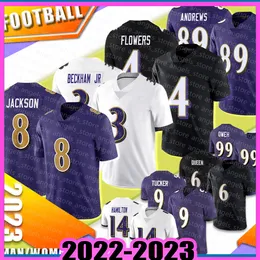 Football Jersey Lamar Jackson Baltimores Raven Man Odell Beckham Jr. Rashod Bateman Zay Flowers Mark Andrews Kyle Hamilton Justin Tucker Patrick Queen Odafe Oweh C02