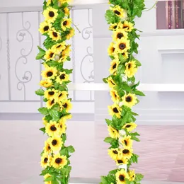 Decorative Flowers Artificial In Vase Yellow Flower Vine Sunflower Wreath Wedding Berries For Arrangements