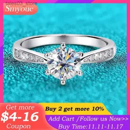 Wedding Rings Smyoue Real 0.5-3CT Moissanite Wedding Ring for Women Sterling Silver Round Brilliant Diamond Solitaire Engagement Rings Gift Q231120