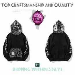 Мужские толстовки с капюшоном Top Craftsmanship Shark Pullover Tie Dye Hoodie Дизайнерская куртка Tiger Полная молния Цветная толстовка Светящаяся мода Кобрендинг Камуфляж Hoodysk8frs B