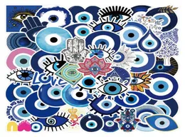 50pcslot Lucky Devil039S Eye Stickers Blue Eyes Blue Sticker Evil Eyes For Diy Lappage Laptop Skate Bicycle Decals Whole9650433