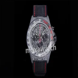 La fabbrica TW produce orologi da uomo orologio in fibra di carbonio 40x13.5mm 7750 movimento meccanico automatico vetro zaffiro specchio fibbia pieghevole super luminosa