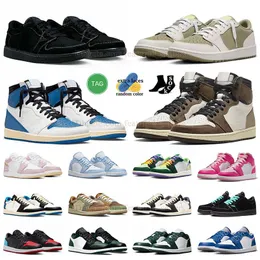 Jumpman 1 Low Traviss Basketball Buty Nowe golf oliwkowy wysoki ogr Dark Reverse Mochas Black Phantom Fragment Fierce Pink Unc Chicago Doernbecher Concord Scotts Sneakers