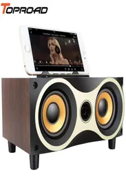 TOPROAD Desktop Wireless Bluetooth Speaker Subwoofer Stero Wood Speakers Support FM Radio AUX USB Hands MIC caixa de som LJ2013940540