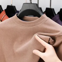 Men's T Shirts MLSHP Autumn Winter Solid Color T-shirts Hig Hquality Long Sleeve Round Collar Casual Male Fashion Man Tees