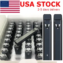 USA STOCK 2ml Penna Vape monouso Carrelli per sigarette elettroniche Olio denso Penne piatte vuote Batteria ricaricabile 350mah Bobina in ceramica Vaporizzatore Logo personalizzato Penna nera H02