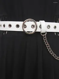 Belt111 En Pu Leather Metal Annular Hole Belt Waist Chain Devise Solid Color Adjustable Fashion Female 2023 1495 6674