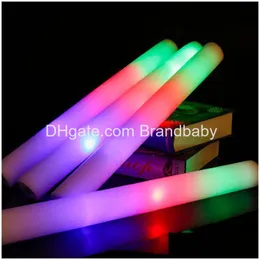 LED Light Sticks 12/15/30/60pcs Glow Bk Colorf RGB Foam Stick Cheer Tube Dark na świąteczny przyjęcie urodzinowe Zabaw