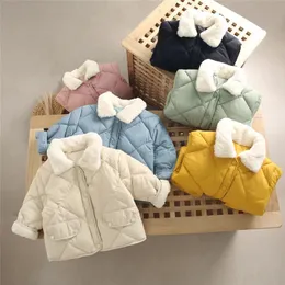 Jaquetas de inverno das crianças jaquetas de algodão quente coelho gola de pele casacos bebê curto acolchoado jaqueta crianças roupas menina menino outerwear 231120