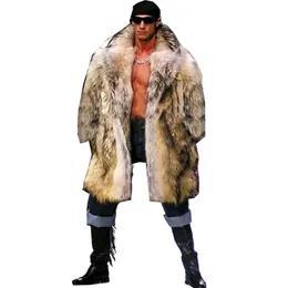 Erkekler Kürk Faux Sonbahar ve Kış Erkekler Kürk İmitasyon Rakunları Uzun Kalın Sıcak Yakası Yapay Giyim Raporu Ceket 231120