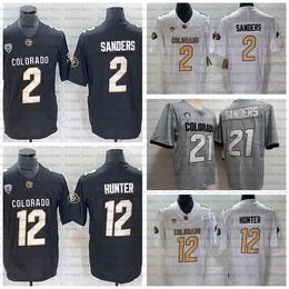 Colorado 12 Travis Hunter Maglia da calcio Buffaloes 2 Shedeur Sanders Nero Bianco Shilo Sanders 21 Mens College Maglie PAC Patch