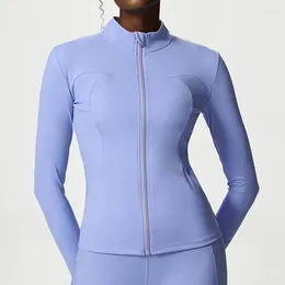 Aktif Gömlekler Salspor Uzun kollu yoga ceket sporları kadınlar için zipper fitness ceket çıplak hissi akan bluz ince aktif giyim