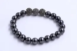 Strand Beaded Strands Sell 316L Stainless Steel 8mm CZ Stone Crystal Bead Bracelet