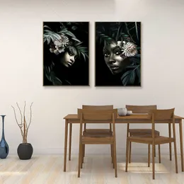 Modern Frican Woman Canvas Oil Painting Character Art Poster and Print Wall Art Mural Picture for Living Room Home Decoration