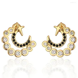 Kolczyki stadnorskie Mafisar Trendy Copper CZ Gold Star Moon Ear Studs Wysokiej jakości cyrkon dla kobiet Temperament Sweet Party Jewelry