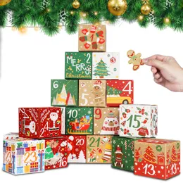 Present Wrap Christmas Advent Calender Boxes 24 Days Countdown Box Candy for Xmas Party Decor 231120