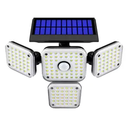 Außenwandleuchte Solarleuchten, 144 LED-Bewegungssensor-Flutlicht, 4 Köpfe mit 3 Modi, IP65 wasserdicht, Sicherheitslicht, Garage, Veranda, Hof, Camping, integrierte Dämmerung bis Morgengrauen