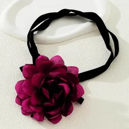 Gargantilla Collar de moda Gargantillas para mujer Collar con banda para el cuello Flor Rosa Verano Invierno Club Fiesta Joyería sexy