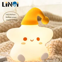 Table Lamps Cute Star Nursery Lamp Portable Bedside Light Silicone Patting Soft Rechargeable Baby Night Color Changing