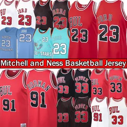 Michael 23 Basketbol Formaları Scottie 33 Pippen Dennis 91 Rodman Retro City Jersey Erkek Kırmızı Beyaz Gömlek