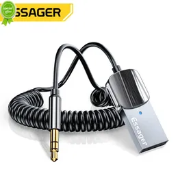 EssagerBluetooth AuxアダプターワイヤレスカーBluetooth Receiver USBから3.5mmジャックオーディオ音楽マイクハンドリーアダプタカースピーカー用