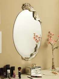 Mirrors Nordic HD Wall Mounted Mirror Creative Art Walls Home Decor Makeup Round Bedroom Bathroom Cosmetic Looking Glass