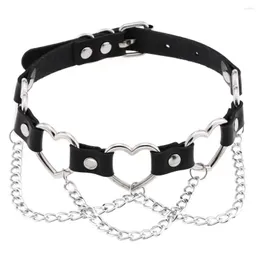 Girocollo Collana cuore punk con catena Goth Accessori carini Girocollo in pelle Estetica Grunge E Collare ragazza Gioielli collo Kawaii