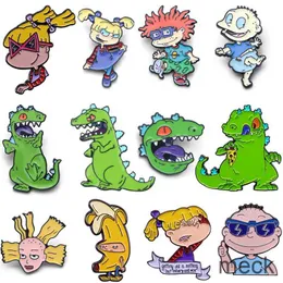 LB2057 90S DOS DESENHOS ANIMADOS ANIME FIGURA ESMALTE PINOS BROCHE COLETA DINOSSAURO LAPELA MASCULINO MODA