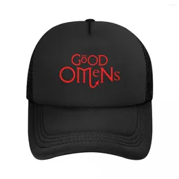 Top Caps Özel Kırmızı İyi Omens TV Şov Beyzbol Kapağı Açık Mekan Kadın Erkekler Ayarlanabilir Kamyoncu Şapka Yaz