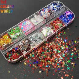 Acrílico pós líquidos tct868 natal prego diy floco de neve árvore estrela vermelho verde branco glitter acessórios para manicure design decoração 231120