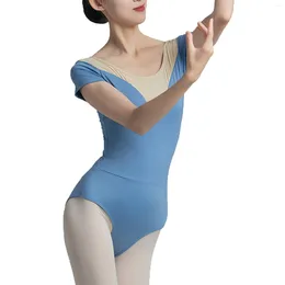 Stage Wear Women Basic Dance Ballet Practice Leotard Short Sleeve Adult Team Aerialist Gymnastic Training Costume Tank Top