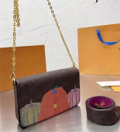 Bolsos de diseño de calabazas de lujo: conjunto cruzado de 3 piezas con bandolera con correa de cadena para mujer