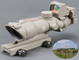 Trijicon ACOG 4X32 TAN TACITICA REAL FIBER óptica Red Illuminated Collimator Red Dot Visitando Riflescope8945431