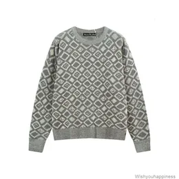 Designer Mens Sweaters Casual Hoodie AC Plaid Pullover Knäckt Tröja Kvinnor 2023 Autumn/Winter New Round Neck Street Straight Sleeve Long Sleeve Sweater Trend