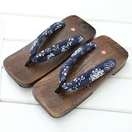 Slippers Man Slipper Summer Flip Flops Cosplay Japanese Samurai Geta Wood 2 Sandals Thick Bottom Platform 230419