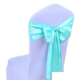 Sashes Wedding Chair Er Sashes Satin Fabric Bow Tie Ribbon Band Decoration El Party Supplies